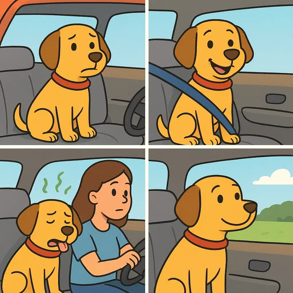 Cómo acostumbrar a un perro a viajar en coche si se marea: plan corto