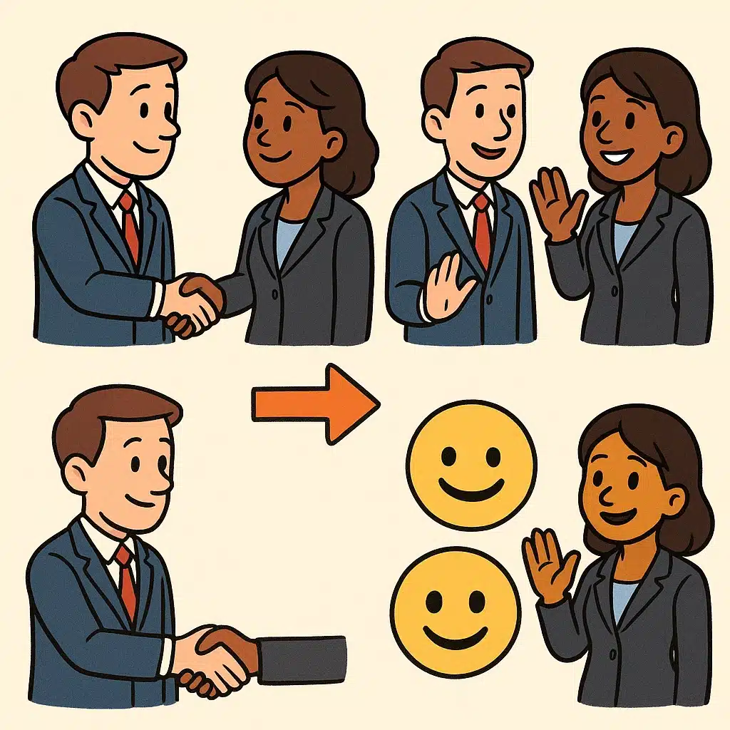 Cómo cambian los saludos laborales: de apretón de manos a emojis
