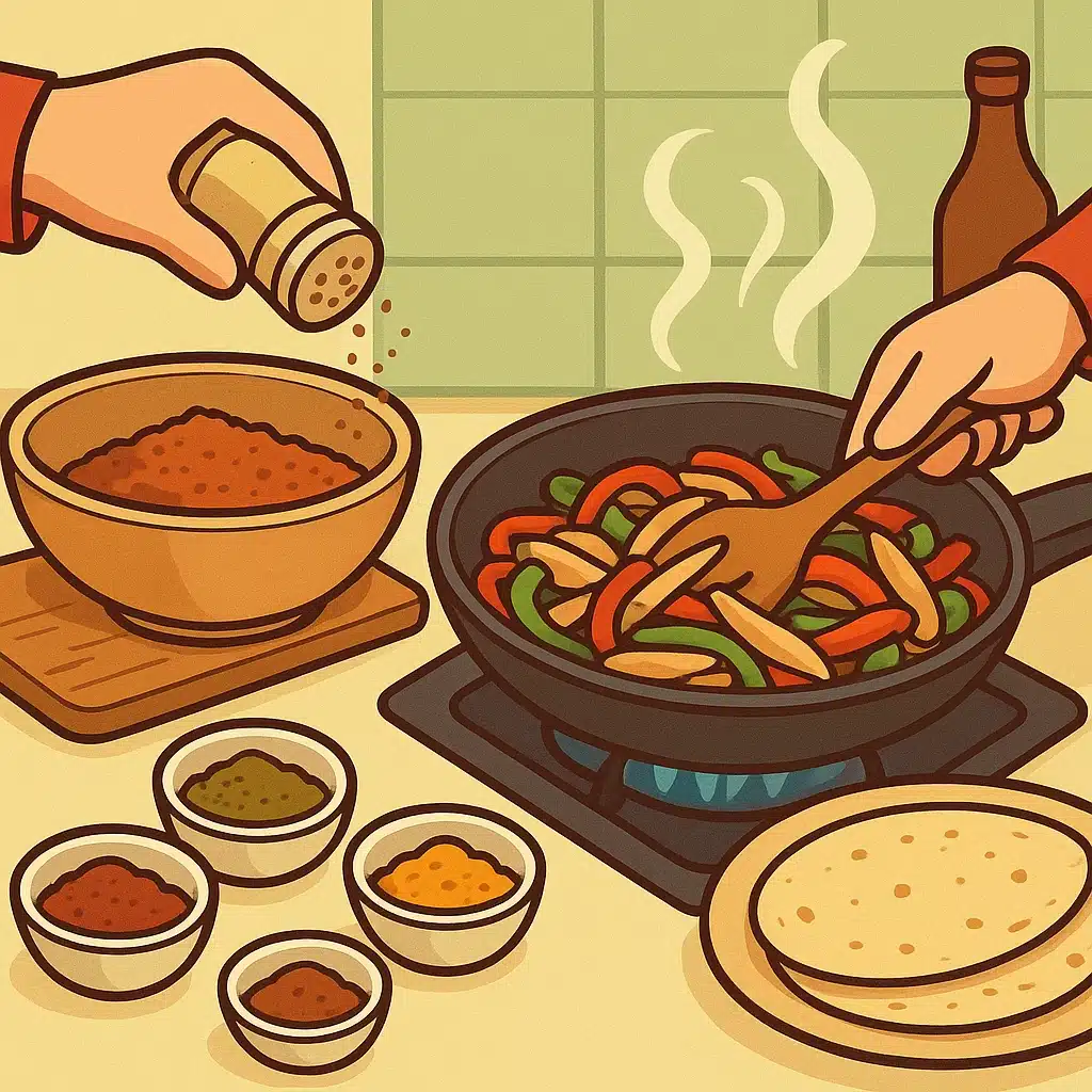 Cómo hacer fajitas caseras sin kit: especias base y salteado en 15 minutos