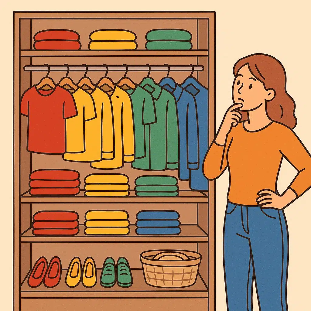 Cómo organizar un armario cápsula sin comprar nada nuevo: método por colores