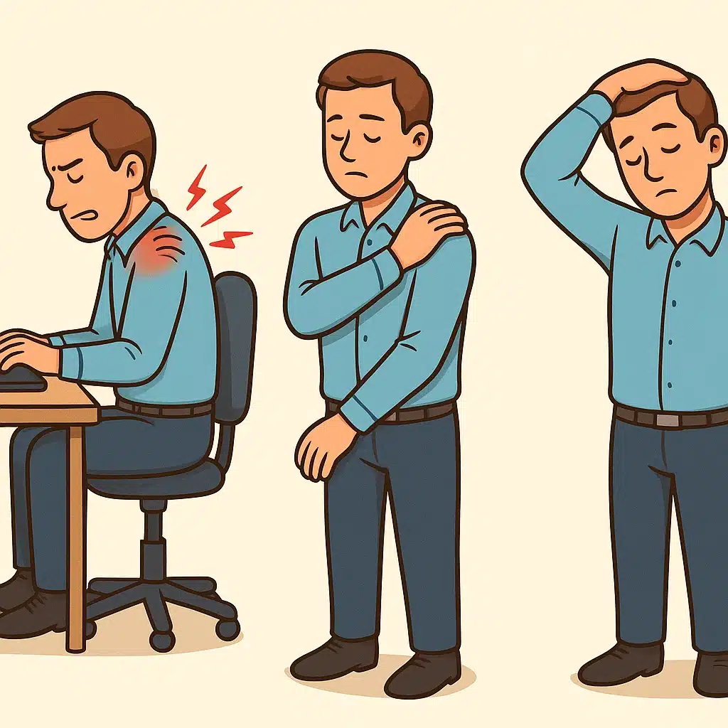 Dolor de hombros por teclado: ajustes de silla y 3 estiramientos de oficina