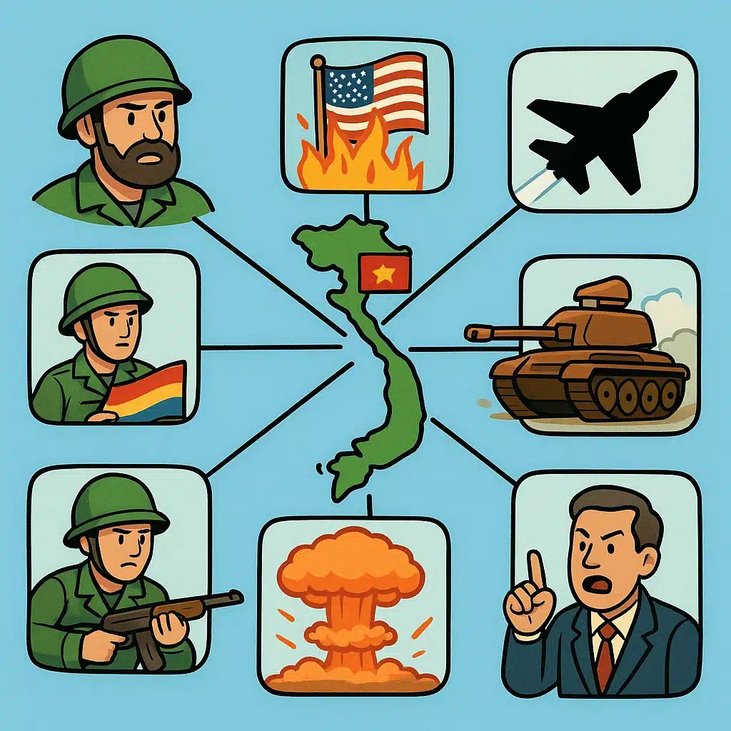La guerra de Vietnam explicada con mapa mental en 8 puntos