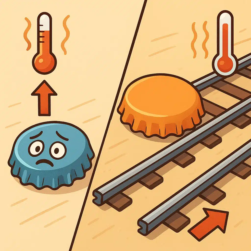 Por qué los metales se dilatan con calor: ejemplo con tapas y raíles