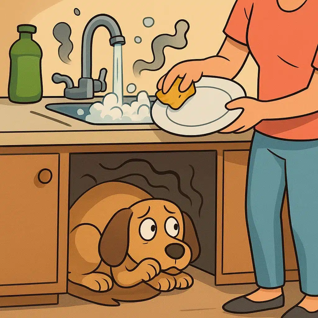 Por qué tu perro se esconde cuando friegas: ruidos, olores y solución suave