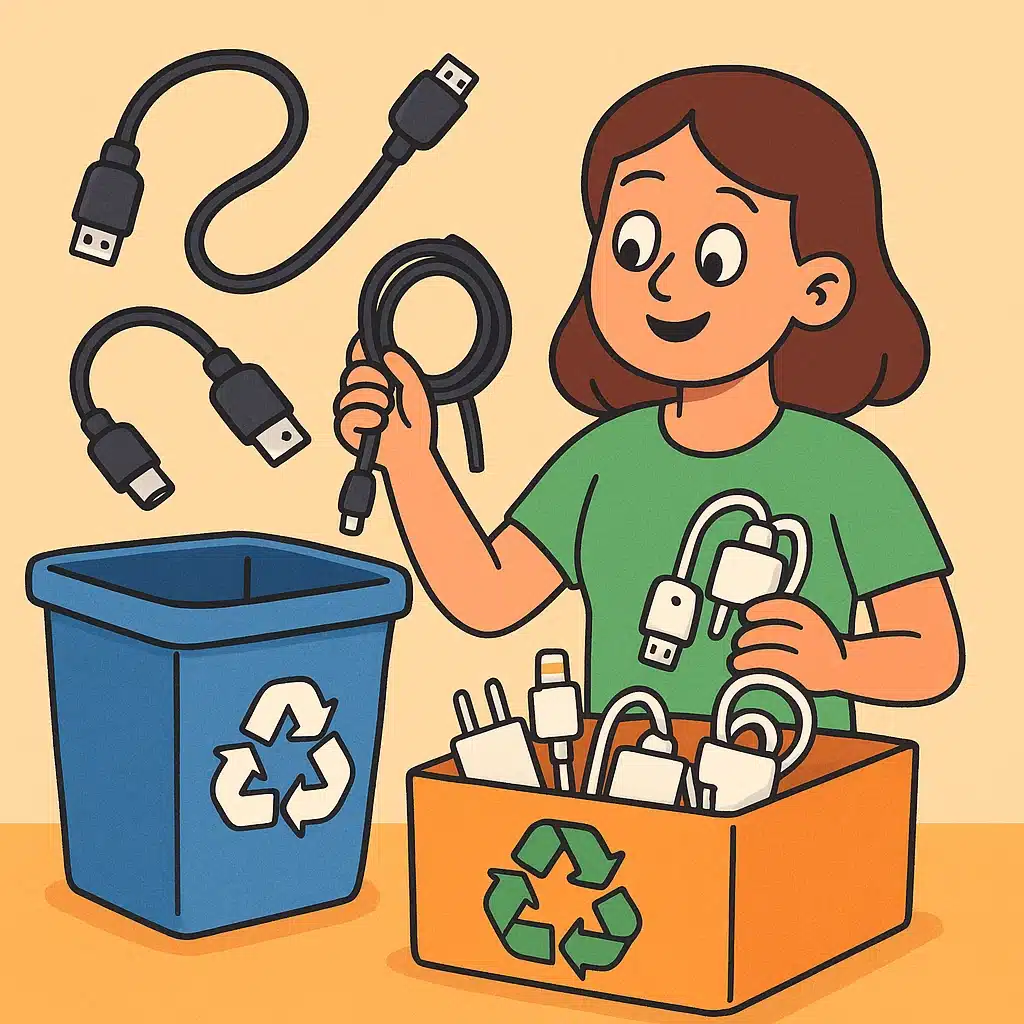 Reciclaje de cables USB, HDMI y cargadores: qué separar y dónde llevarlos