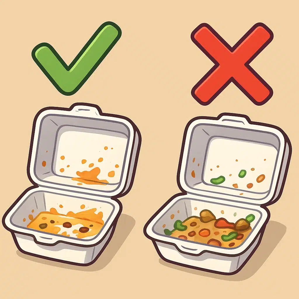 Reciclaje de envases de comida para llevar: qué restos sí limpiar y cuáles no