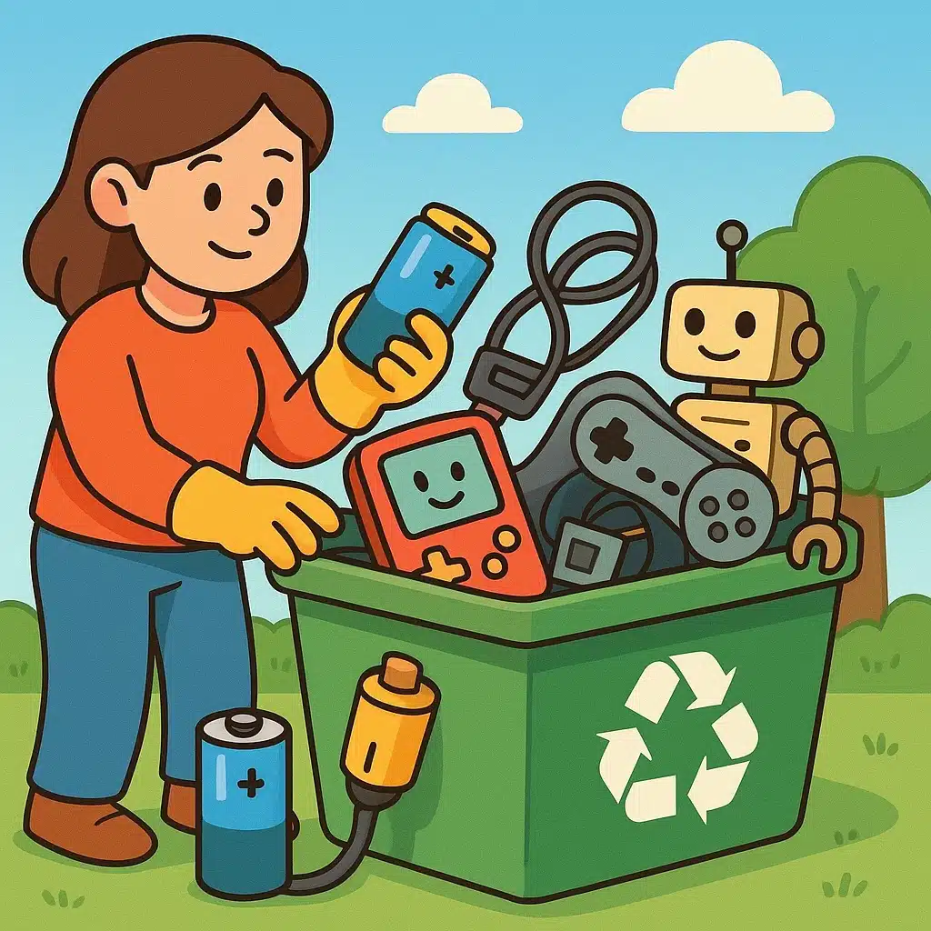 Reciclaje de juguetes electrónicos: pilas, cables y carcasa sin liarla