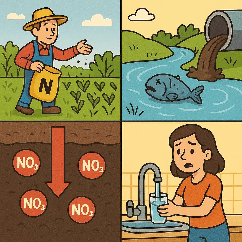 Contaminación por nitratos en agua: cómo llega a tu grifo y qué puedes hacer