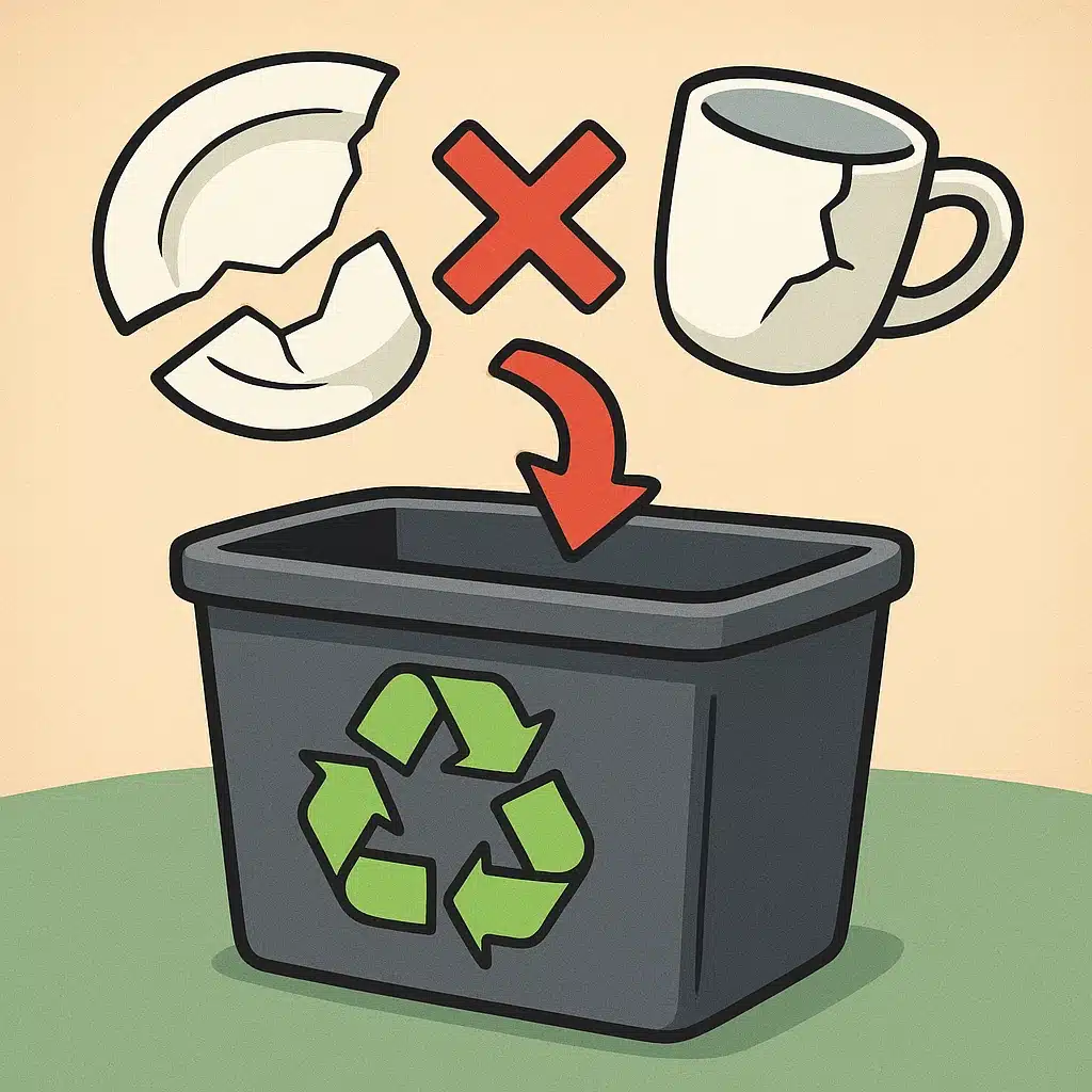 Dónde tirar platos y tazas rotas: guía corta para no fastidiar el contenedor